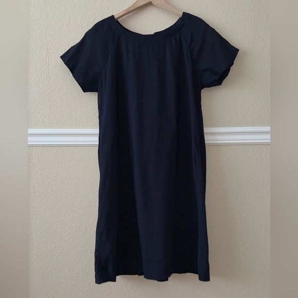 THEORY $275 Linen Blend Navy Caliver Lace Back Raglan Dress Size 6 - Picture 6 of 11